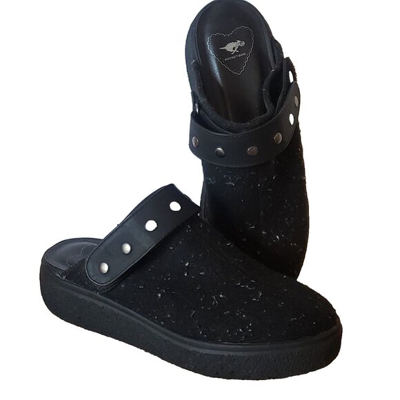Rocket Dog Platform Clog Womens 8.5 M Black Felted Wool Adore Mule Speckled - Picture 1 of 8